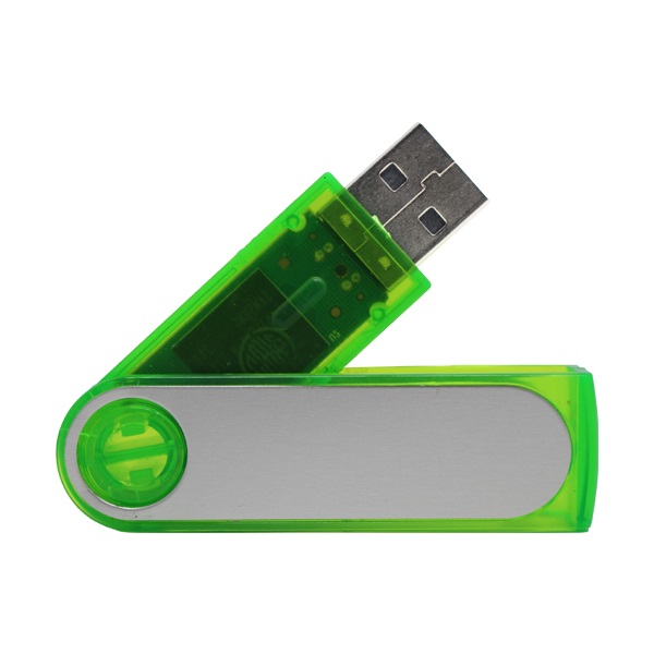 USB027, USB Bright. Práctica USB giratoria con acabados en aluminio.