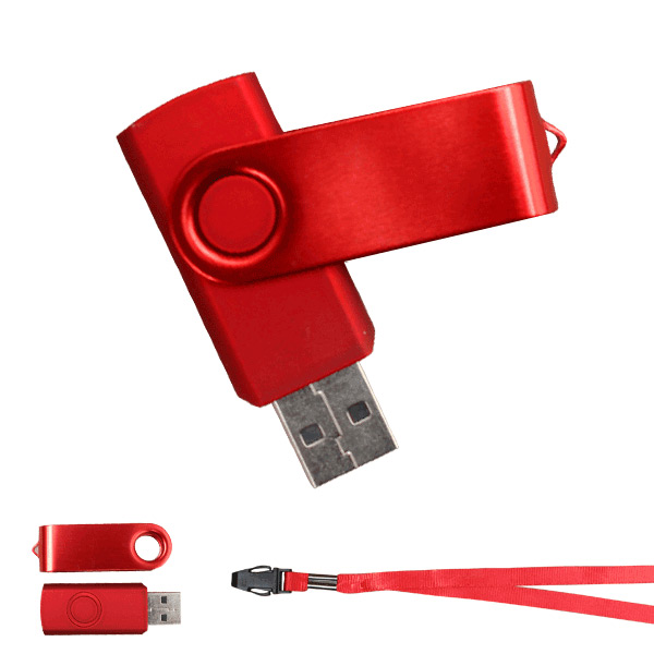 USB024, USB Puzzle. USB giratoria con tapa de clip del mismo color, incluye cordon.