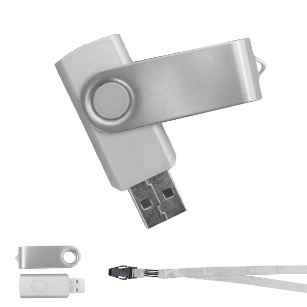 USB024, USB Puzzle. USB giratoria con tapa de clip del mismo color, incluye cordon.