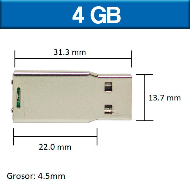 USB089, MEMORIA USB
Armazón USB para Proyectos en PVC.

También disponible en:
8 GB  16 GB